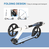 HOMCOM Foldable Kids Kick Scooter with Adjustable Height Handlebar and Aluminium Frame – Ages 5+, White