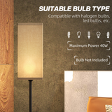 HOMCOM Linen Shade Standing Floor Lamp – Black