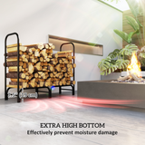 Outsunny 4ft Firewood Rack with Canvas Carrier & Oxford Cover, 0.33m³ Capacity – Metal Log Storage, Black
