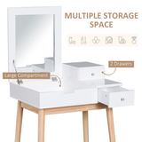 HOMCOM Dressing Table Desk with Flip-Up Mirror & 2 Storage Drawers – Bedroom Vanity and Writing Desk, White