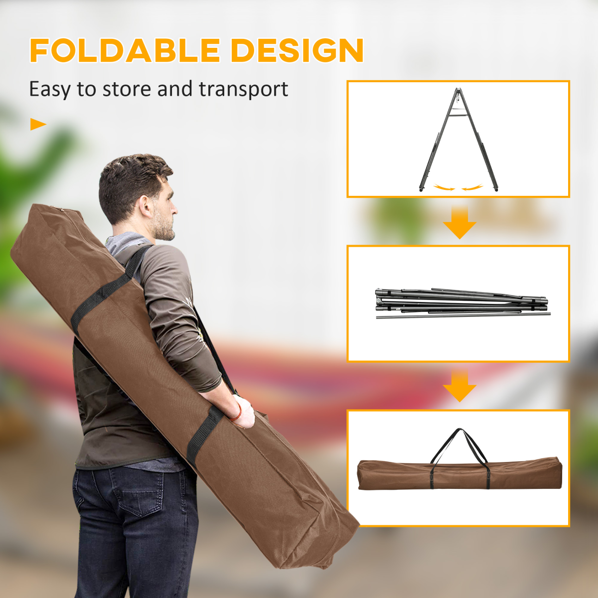 Outsunny Foldable 2-in-1 Hammock Stand & Clothes Drying Rack with Steel Frame – Fits Hammocks up to 290cm