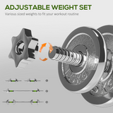 SPORTNOW 20kg 2-in-1 Adjustable Dumbbell Set with Connecting Bar – Converts to Barbell for Home Gym, Green