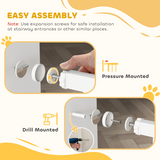 PawHut Stair Gate with Cat Door, Adjustable 76–104cm Width, 106cm Tall – Pet Safety Gate