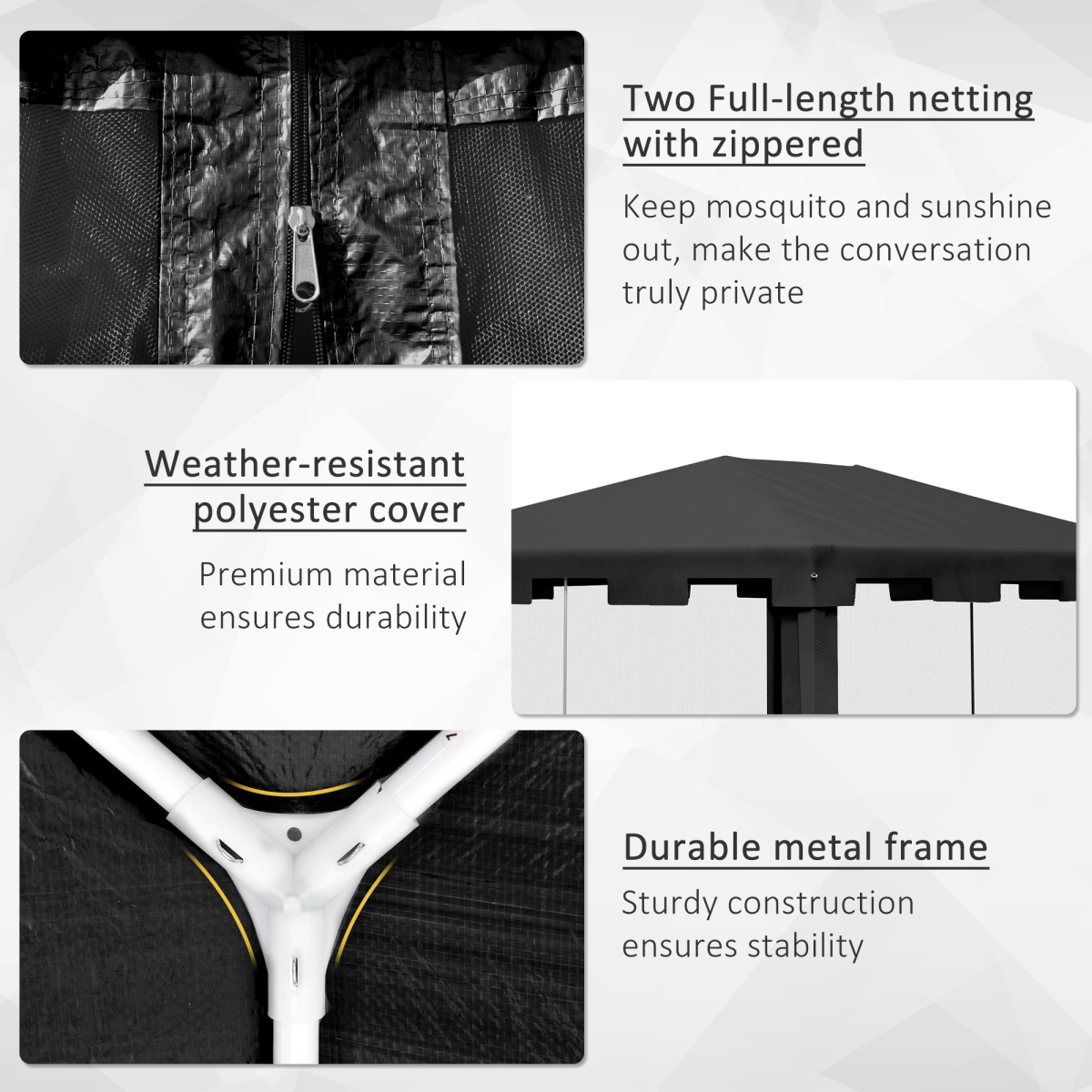 Outsunny 4 x 3m Waterproof Party Tent Gazebo with Zipped Mesh Curtains – Metal Frame, Garden Events