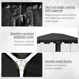 Outsunny 4 x 3m Waterproof Party Tent Gazebo with Zipped Mesh Curtains – Metal Frame, Garden Events