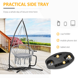 Outsunny Heavy Duty Metal C-Frame Hammock Chair Stand with Side Table – Indoor & Outdoor, Stand Only