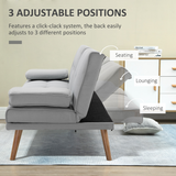 HOMCOM Scandi 3 Seater Sofa Bed with Adjustable Recline & Fold-Down Middle Table – Metal Frame Guest Bed