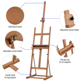 Vinsetto H-Frame Studio Easel with Height-Adjustable Canvas Holder and Storage Tray – Beech Wood Artist Easel