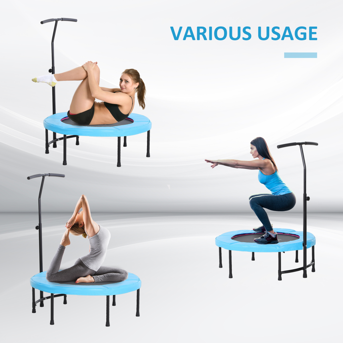 HOMCOM 40" Mini Trampoline with Adjustable Handle – Fitness Rebounder for Kids & Adults, Indoor & Outdoor