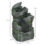 Outsunny Solar Powered Four-Tier Garden Fountain with 3 LED Lights – Outdoor Water Feature, Dark Grey and Green