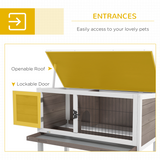 PawHut Large Elevated Wooden Rabbit Hutch with Asphalt Roof and Removable Tray – Indoor Outdoor Pet House