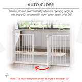 Pawhut Adjustable Metal Pet Safety Gate with 3 Extensions & Auto-Close Door – Double Lock, White