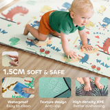 Foldable Baby Play Mat – Reversible Dinosaur Foam Crawling Mat, 177 x 146 cm