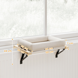 PawHut Cat Radiator Bed with Adjustable Bracket, Hanging Hammock & Cushion – Pine Wood Window Perch, Cream