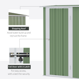 Outsunny Garden Storage Shed with Sloped Roof & Lockable Door, 142 x 84 x 189cm – Tool & Bike Store, Green
