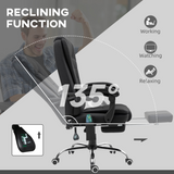 Vinsetto Heated Massage Office Chair with 6-Point Vibration, 135° Recline & Footrest – Black Linen-Feel