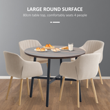 HOMCOM 80cm Round Kitchen Table for Small Spaces with Steel Legs and Non-Slip Feet – Dining Table