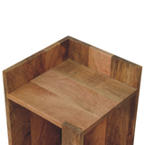 Artisan Furniture Oak-ish Box Bedside Table with Open Shelf – Solid Wood, Beige