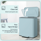 HOMCOM 2 x 20L Double Pedal Bin with Soft-Close Lids – Rubbish & Recycling Kitchen Bin, Light Green