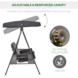 Outsunny Heavy Duty Steel 3 Seater Garden Swing Chair with Canopy & Cushions – Patio Furniture
