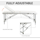 HOMCOM Folding PVC Leather Massage Table with Aluminium Frame & Removable Headrest – Adjustable Beauty Bed