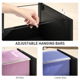 HOMCOM 2 Drawer File Cabinet with Lock and Adjustable Hanging Bars – A4 and Letter Document Storage, Black