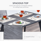Modern Rectangular Dining Table with Powder-Coated Metal Legs & Adjustable Feet – Seats Four, Dark Grey