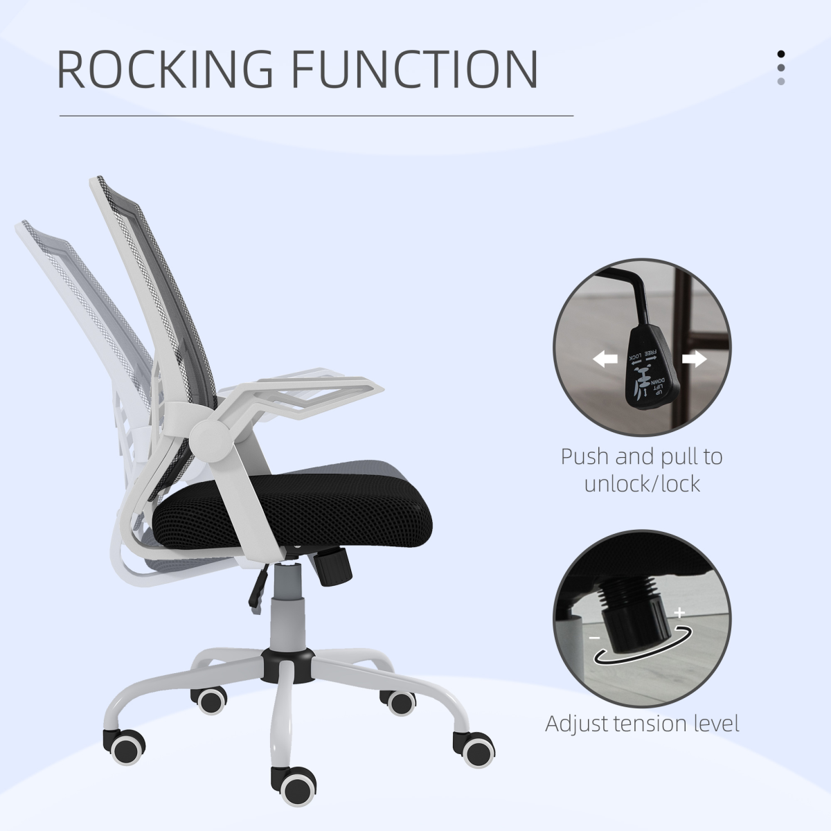 Vinsetto Mesh Swivel Office Chair with Lumbar Support and Flip-Up Armrests – Home Task Chair, Black