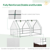 Outsunny Mini Poly Tunnel Greenhouse with Steel Frame, Mesh Cover & Roll-Up Doors – Small Grow House, White