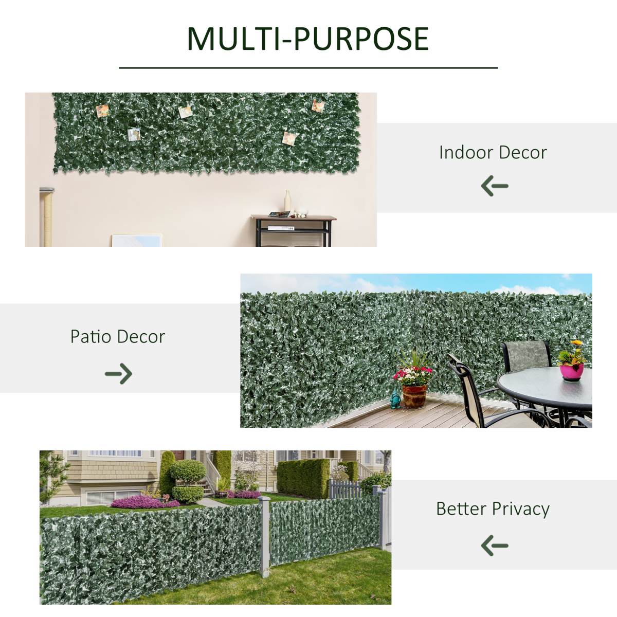 Outsunny Artificial Leaf Hedge Panel 1.5m x 3m – Garden Privacy Screen, UV Stabilised