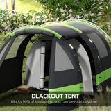 Outsunny Blackout Camping Tent with Bedroom & Living Room, 3000mm Waterproof – 4–5 Person Family Tent, Black