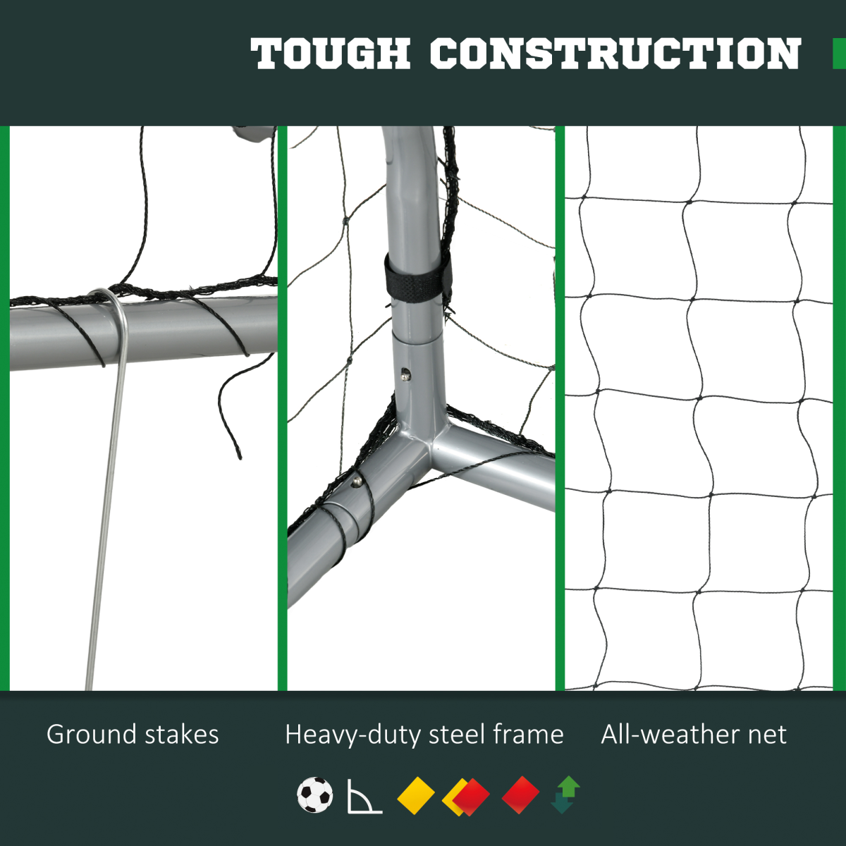 SPORTNOW 8ft x 5ft Football Goal with Weather-Resistant Net – Easy Set-Up Training Goal, Grey
