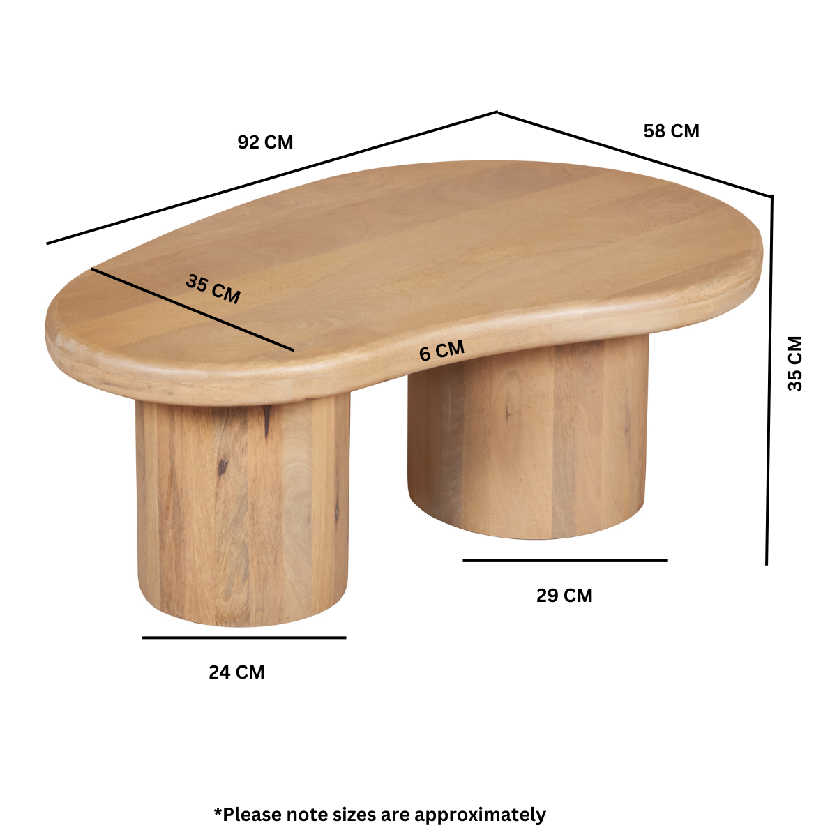 Austin Solid Wood Coffee Table with Natural Wood Grain – 92 x 58cm Living Room Centrepiece