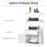 kleankin Bathroom Floor Storage Cabinet with Drawer, Shelves & Cupboard – Freestanding Storage