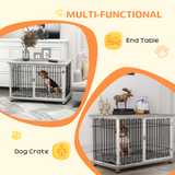 PawHut Dog Crate Furniture End Table with Soft Cushion & Lockable Door – Indoor Kennel for Dogs up to 35kg