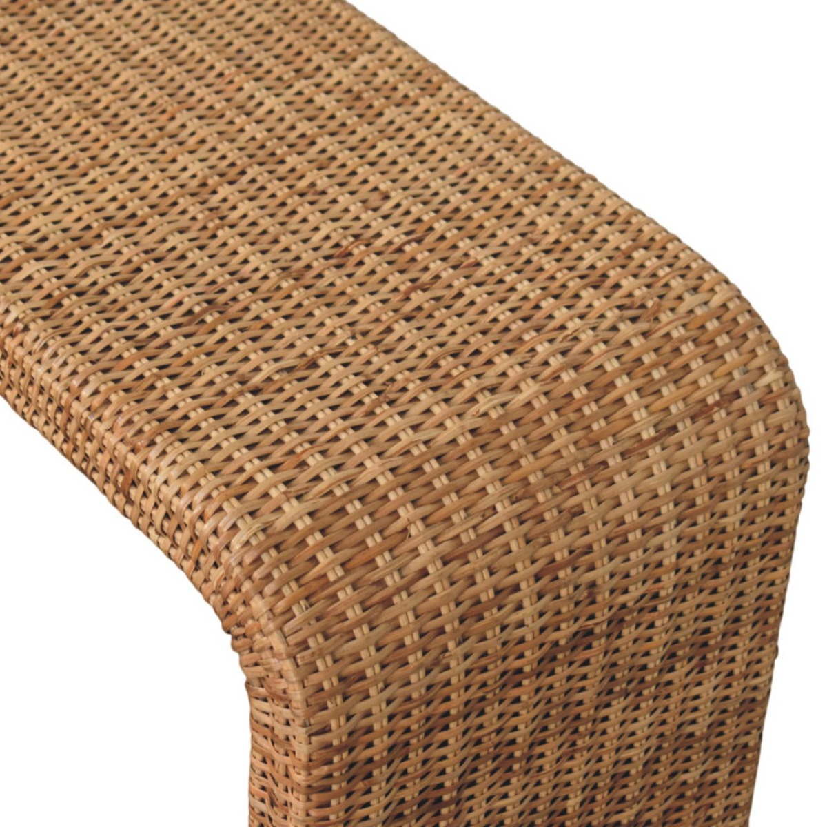 Artisan Furniture Rattan Weave Solid Mango Wood Bench – Entryway & Bedroom Seating, Beige