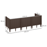 Outsunny Modular Plastic Planter Box Kit – Raised Bed or Garden Fence for Flowers and Herbs, Brown
