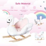 HOMCOM Kids Ride-On Rocking Swan with Music and Safety Seat – Plush Toddler Rocker, 18 Months+