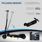 HOMCOM Folding Kids Electric Scooter with 12V Batteries, Front Brake & PU Wheels – E-Scooter for Ages 7–14