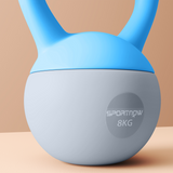 Soft Kettlebell with Wide Non-Slip Handle & Flat Base – 8kg Home Gym Weight, Light Blue and Grey