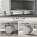 HOMCOM Printer Stand with 3 Compartments and Lockable Wheels – Home Office Storage Cart, 40kg Capacity, White