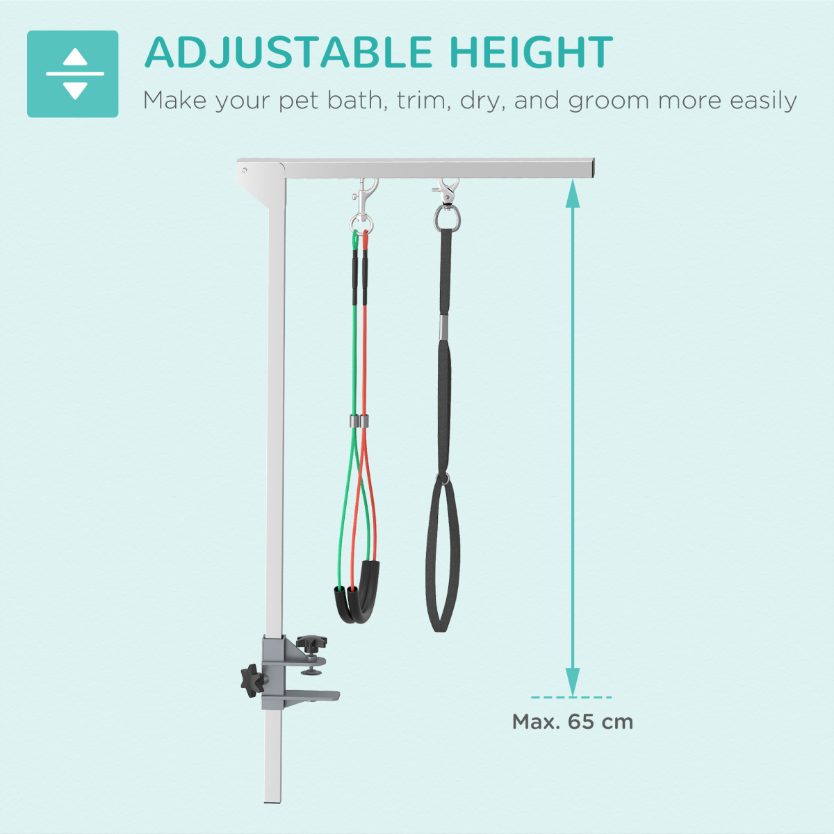 Adjustable Foldable Pet Grooming Arm with Clamp – Stainless Steel Dog Grooming Holder for Medium Dogs