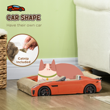 PawHut 2 in 1 Cat Scratching Board with Catnip – Car-Shaped Cat Scratcher and Bed, Corrugated Cardboard, Red