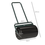 Outsunny 38L Garden Push Roller with U-Shaped Handle, Sand or Water Filled – Steel Lawn Roller, Dark Green