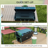 Outsunny Portable Suitcase BBQ Grill, Foldable Charcoal Barbecue – Camping, Picnic & Party, Black
