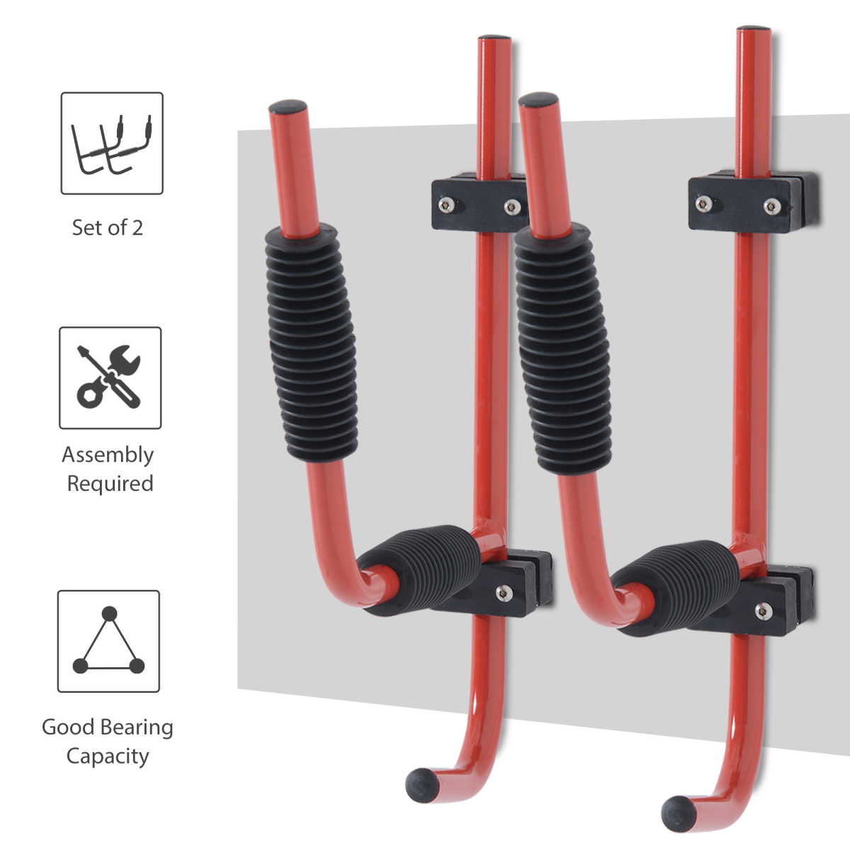 HOMCOM Kayak Wall Mount Rack with 50kg Capacity & PVC Sleeves – Heavy Duty Canoe & Paddle Storage Hangers