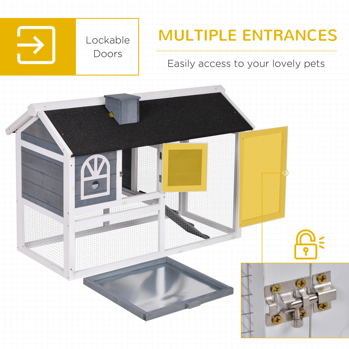 Pawhut Wooden Rabbit Hutch with Run, Ramp & Pull-Out Tray – Indoor & Outdoor Bunny Cage