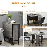 Mobile Drop Leaf Extendable Kitchen Table with Wheels – Space-Saving Dining Table, Seats up to 6