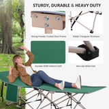 Outsunny Single Folding Camping Cot with Steel Frame, Side Pocket & Carry Bag – Portable Camp Bed, Green