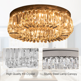 HOMCOM Crystal Chandelier Ceiling Light with Stainless Steel Frame – Pendant Light for Living Room, Silver